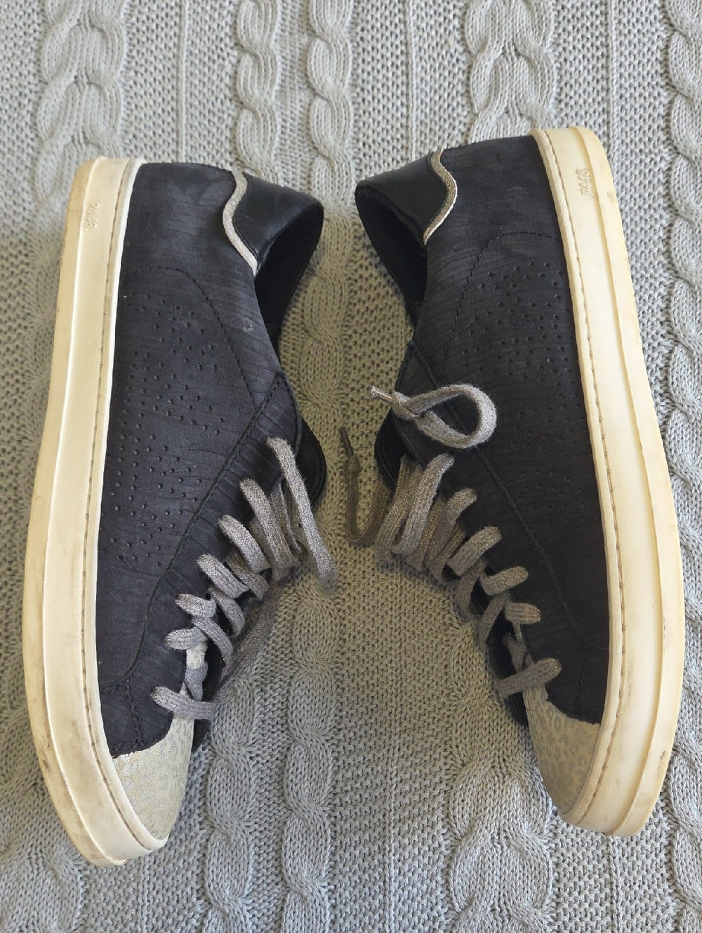 P448 John W Sneakers Black Zebra Leopard Print Size EU 38 US 7.5 8 Metallic - Picture 8 of 10